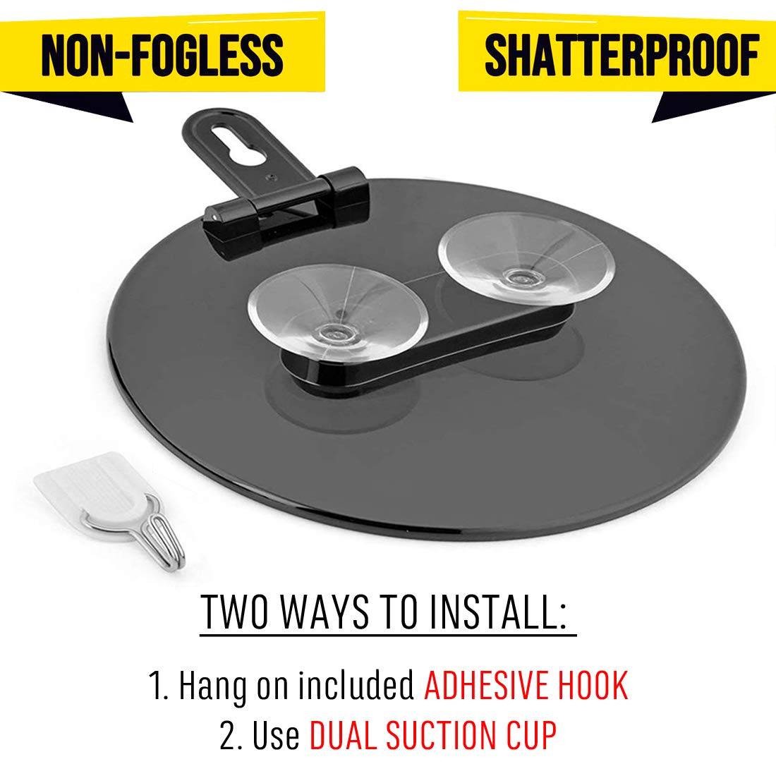 2019 Non-Fogless Shower Mirror for Shaving with Suction Cups, Hook for Hanging and Length Adjustable Rope, Portable and Shatterproof Surface, 6-Inch : Beauty