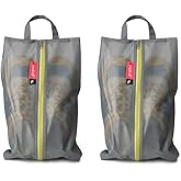 pack all Shoe Bag for Travel, Water-Resistant Shoe Pouch for Gym, Odor-Resistant Soccer Cleats Bag for Sport (Grey, 2-Pack)