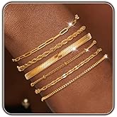 Gold Bracelets for Women Waterproof Tarnish Free Jewelry Sets Trendy Dainty Stackable Cuban Link Paperclip Silver Beaded Chain Bracelet Stack Sorority Rush Jewelry Fashion Accessories Gifts for Women3