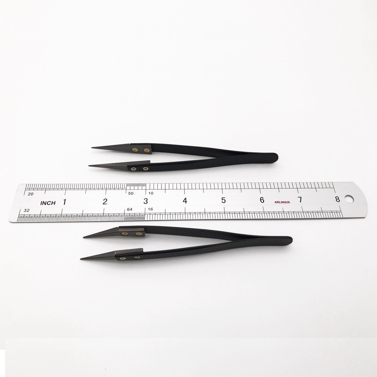 Black Ceramic Tweezers Set, Non-Conductive, Anti-Magnetic, Anti-Acid, Suitable for Acid Occasions, SMD & Solder & Precision Machinery & High-Temp Operations (2 in 1)