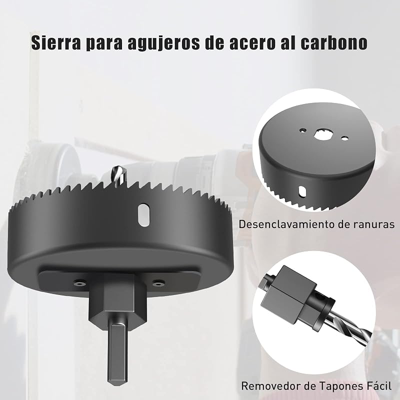 HYCHIKA Corona Perforadoras, 19 piezas Juego de sierras de copa circular con 13 sierras Ø19-127mm, taladro ideal para tableros de madera finos, placas de PVC y plástico