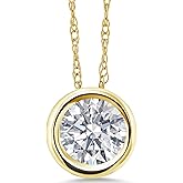 Gem Stone King 14K Solid Gold Gemstone Birthstone Pendant Necklace for Women | Round 6MM | Fine Jewelry for Her Mom Women Wife | With 18 Inch Chain