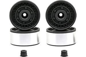 Chanmoo 1.9 RC Beadlock Wheels 12mm Hex 1/10 Aluminum Alloy Crawler Hubs Rims for 1:10 Crawler Car Axial SCX10 90046 TF2 Tamiya CC01 D90 AXI03007 RC4WD Redcat Gen8 Traxxas TRX4 1.9 Tires 4PCS (Black)