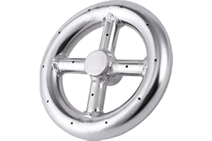BouPower 6 Inch Round Fire Pit Burner Ring, 304 Stainless Steel Fire Pit Burner for Natural Gas & Propane Fire Pit Fireplace