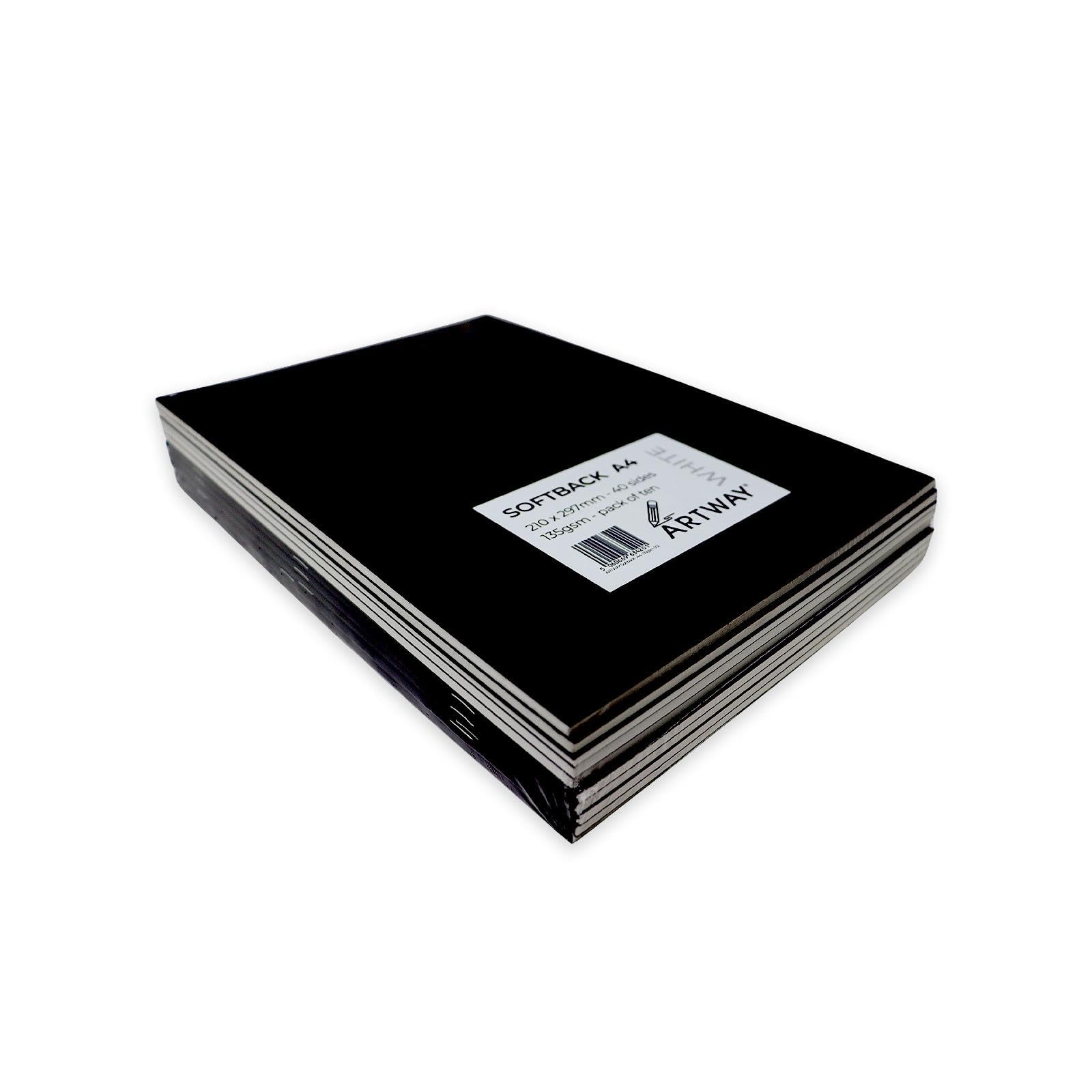 Artway Softback Sketchbook - A4 Portrait - 135gsm Cartridge Paper - 20 pages/40 Sides - Pack of Ten, White