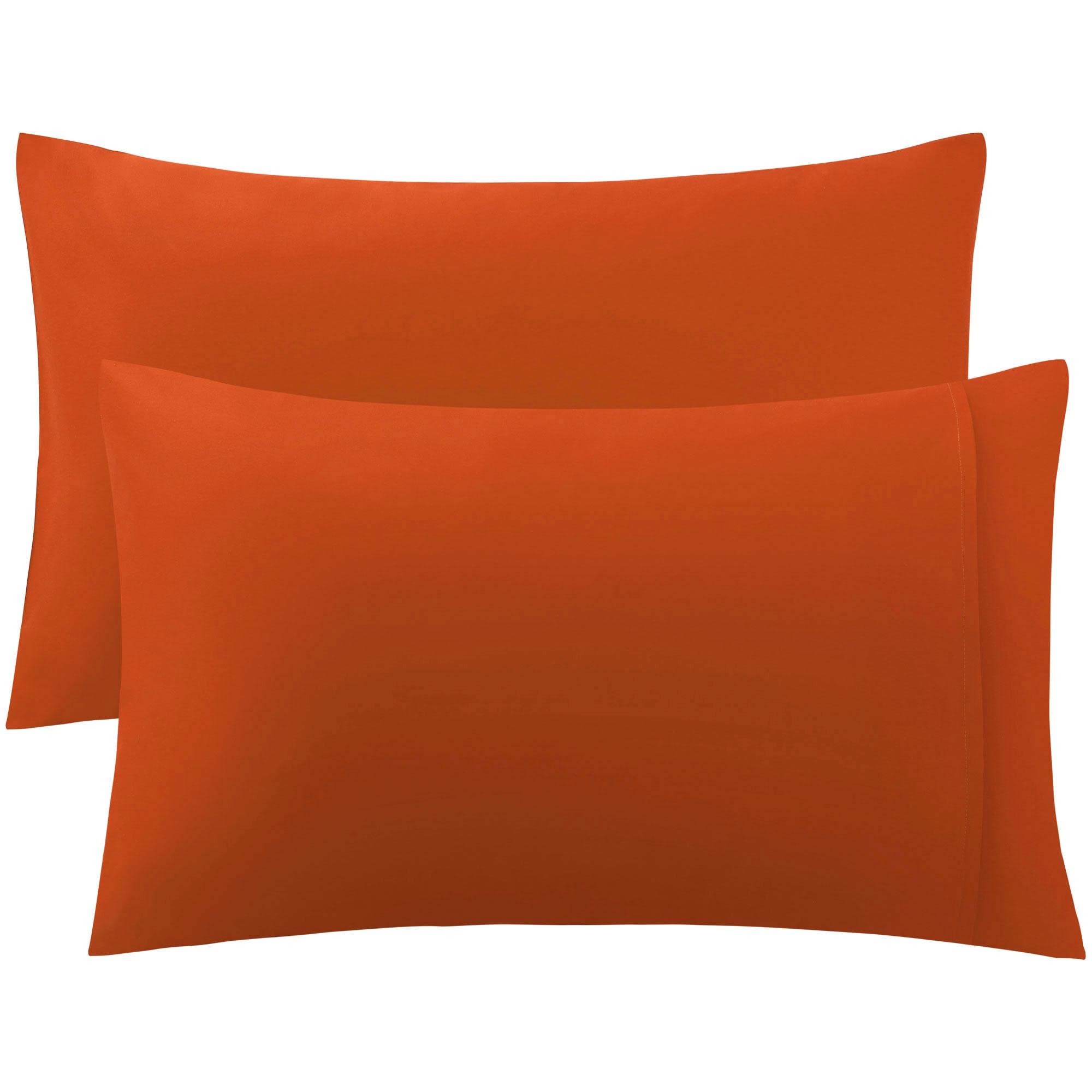 sourcingmap Pillow Cases Covers Home Room Pillowcases with Envelope Closure Housewife Egyptian Cotton 250 Thread Count Set of 2 Neon Orange Queen(50x75cm)