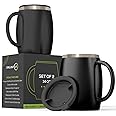 CHILLOUT LIFE Stainless Steel Insulated Coffee Mugs Set of 2 (14 oz) - Double Wall Coffee Cups With Spill Resistant Lid & Strong Handle, Shatterproof Cups for Cold Drinks, Hot Beverages