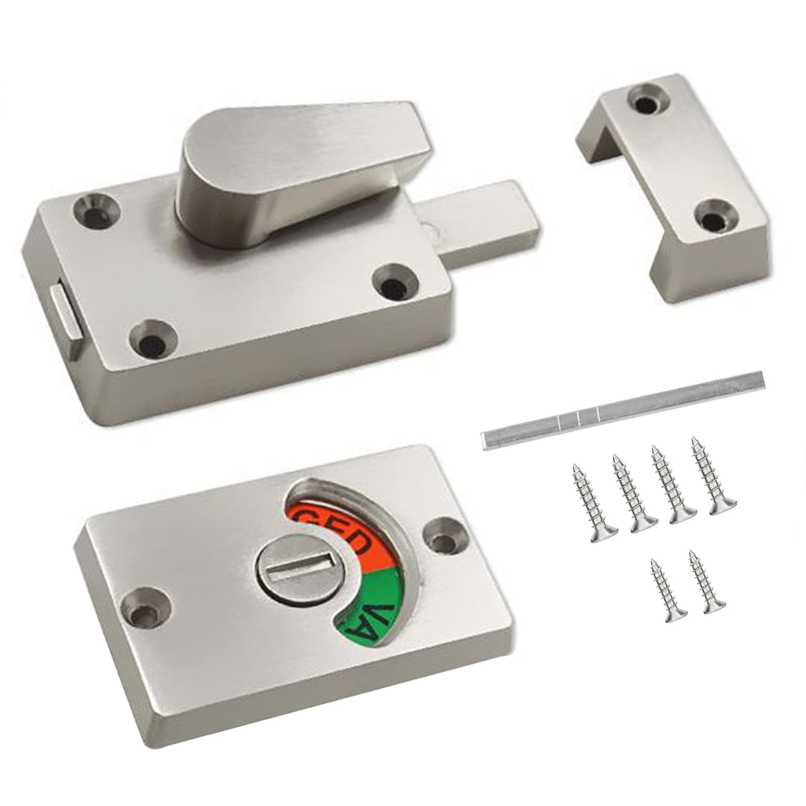 Photo 1 of ULWSKY 1Pack Silver Latch Indicator,Bathroom Stall Door Latch,Privacy Partition Lock with Occupancy Indicator for Public Toilet Stall Door