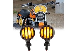 DREAMIZER Universal Motorcycle Turn Signals Light Bullet Black Driving Indicator Lights Brake Lamp for Motor Bikes and ATV - Amber Light