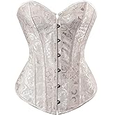 HNGHOU Women's Bustier Corset Top Plus Size Satin Waist Cincher Overbust Bustiers