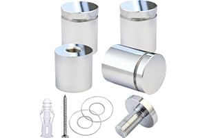 BESTANDOFF Pack of 4, Aluminum Standoff Screws, Wall Sign Standoff Mounting Hardware Advertising Glass Standoff Nail for Hanging Acrylic Picture Frame (Polished Chrome Electroplated, 1" x 1")