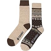 Columbia Men's Medium-Weight Fleece-Lined Thermal Crew Socks (BROWN FAIRISLE)