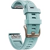 PCAVO 20MM Watch Band for Garmin fenix 5s 6s 7s pro solar Quick fit with light gold buckle soft silicone 20 bands Replacement for garmin epix pro gen 2 42mm Descent Mk2s/3/3i for women