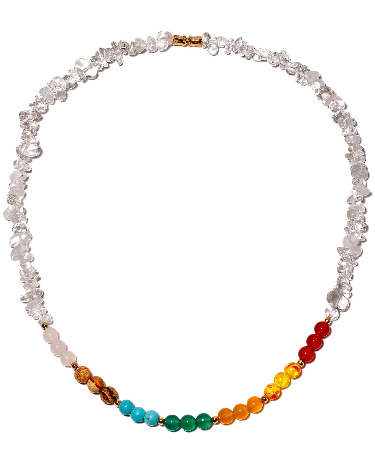 Wizock 7 Chakra Stones with Clear Quartz Tumbled Chips Gemstones Reiki Meditation Energy Necklaces for Women Crystals Choker Necklace