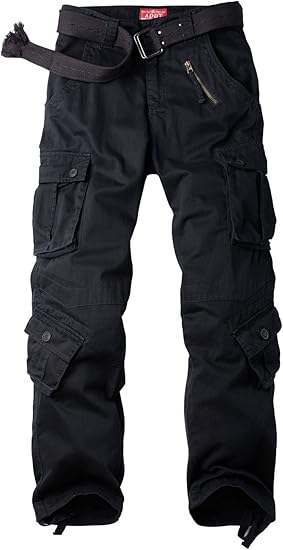 ladies black cargo work trousers