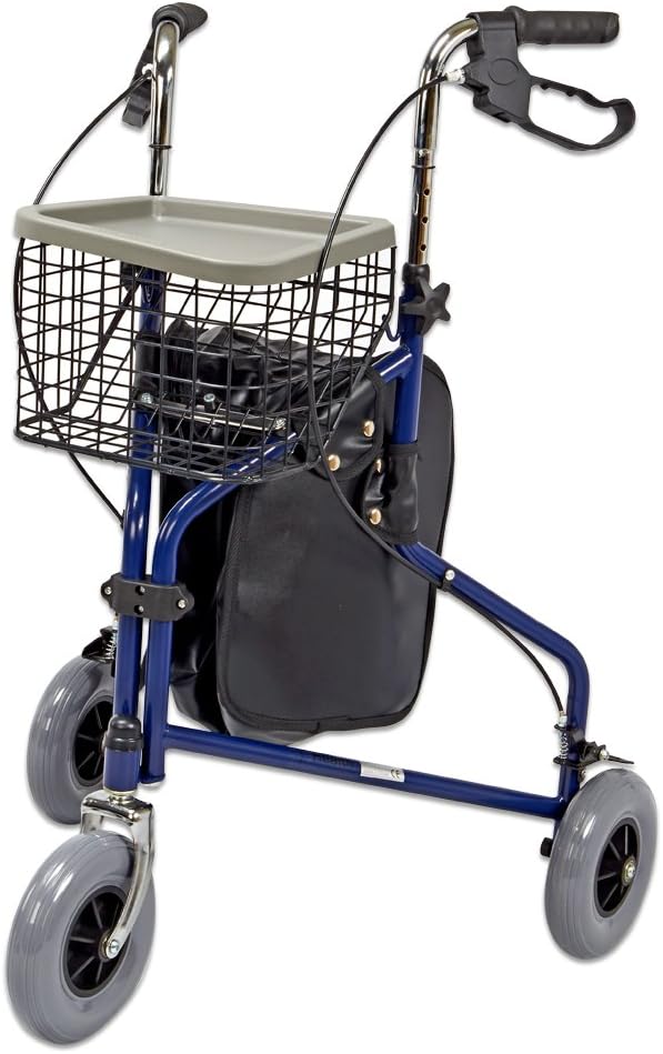 Lightweight 3 Wheel Tri Walker Rollator with Lockable Brakes and Carry