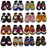 Mejale Baby Shoes Soft Sole Leather Crawling Moccasins Cartoon Infant Toddler First Walker Slippers