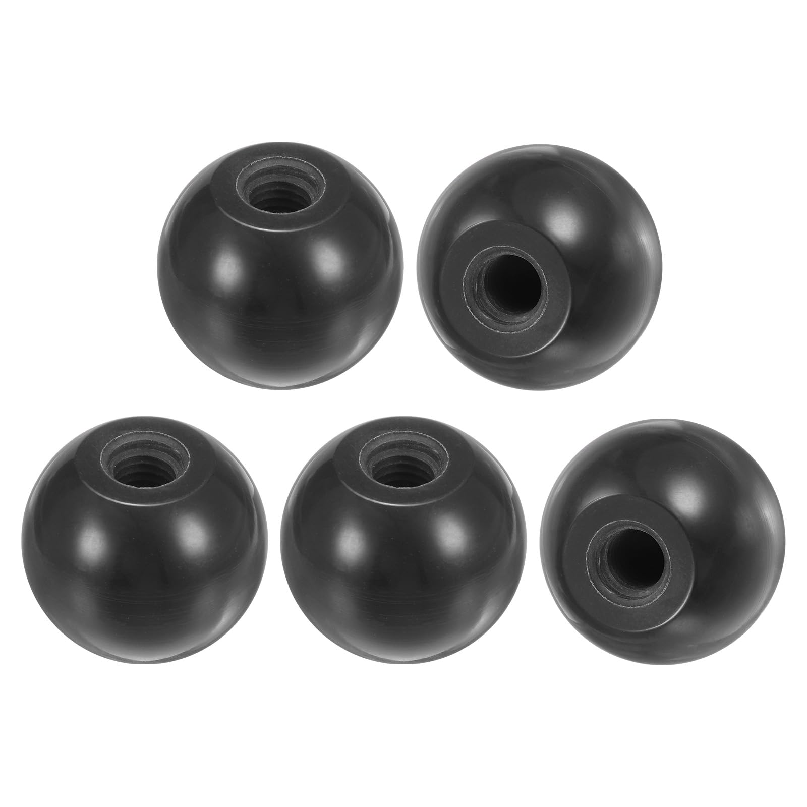 M METERXITY 5-Pack Threaded Ball Knobs, M10 Female Thread 35mm Dia. Thermoset Ball Knob for Lathe/Machine/Lawn Mowers, Round Phenolic Lever Handle [Black] — image 1