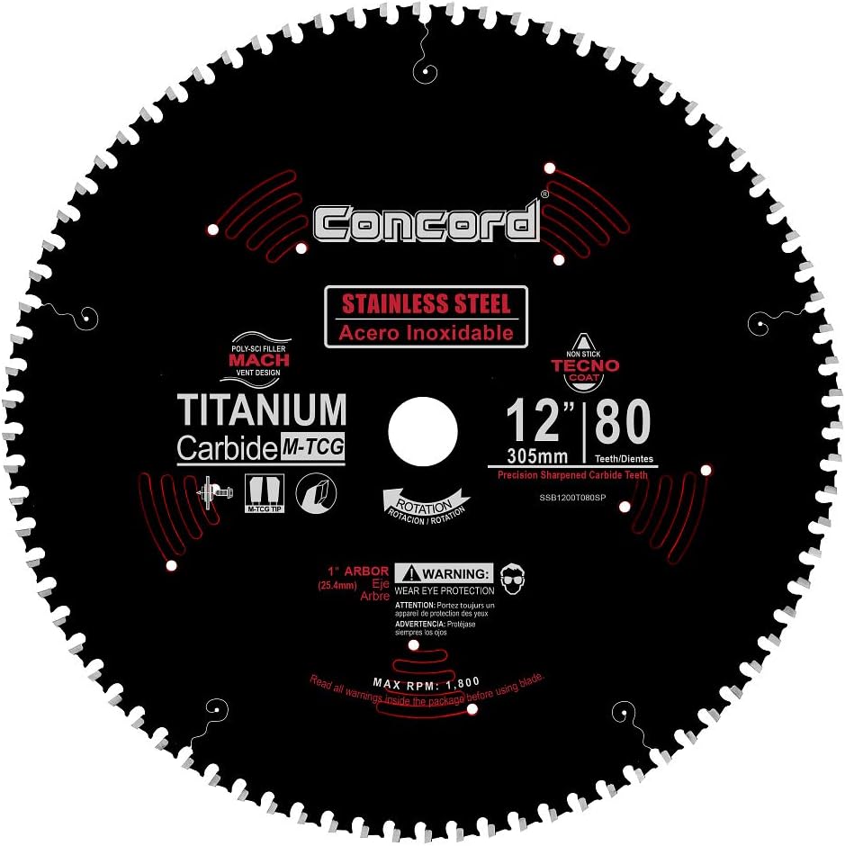 Concord Blades SSB1200T080SP 12" 80 Tooth Stainless Steel Non-stick Coated Blade