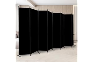 HOMSCREENER Room Divider and Folding Privacy Screens 8 Panel, 14.67 Ft Wide Partition Room Dividers, Portable Room Divider Panel for Space Separtition, Large Wall Dividers for Room, Office, School,Studio Black