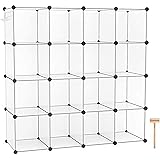 C&AHOME Cube Storage Organizer, 16-Cube Shelves Units, Closet Cabinet, DIY Plastic Modular Book Shelf, Ideal for Bedroom, Liv
