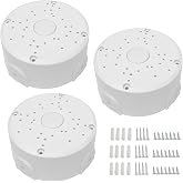 Gzrundax Universal Junction Box for Dome and Bullet IP Security Cameras, White, ABS Plastic, Rainproof, Round, 3 Pack