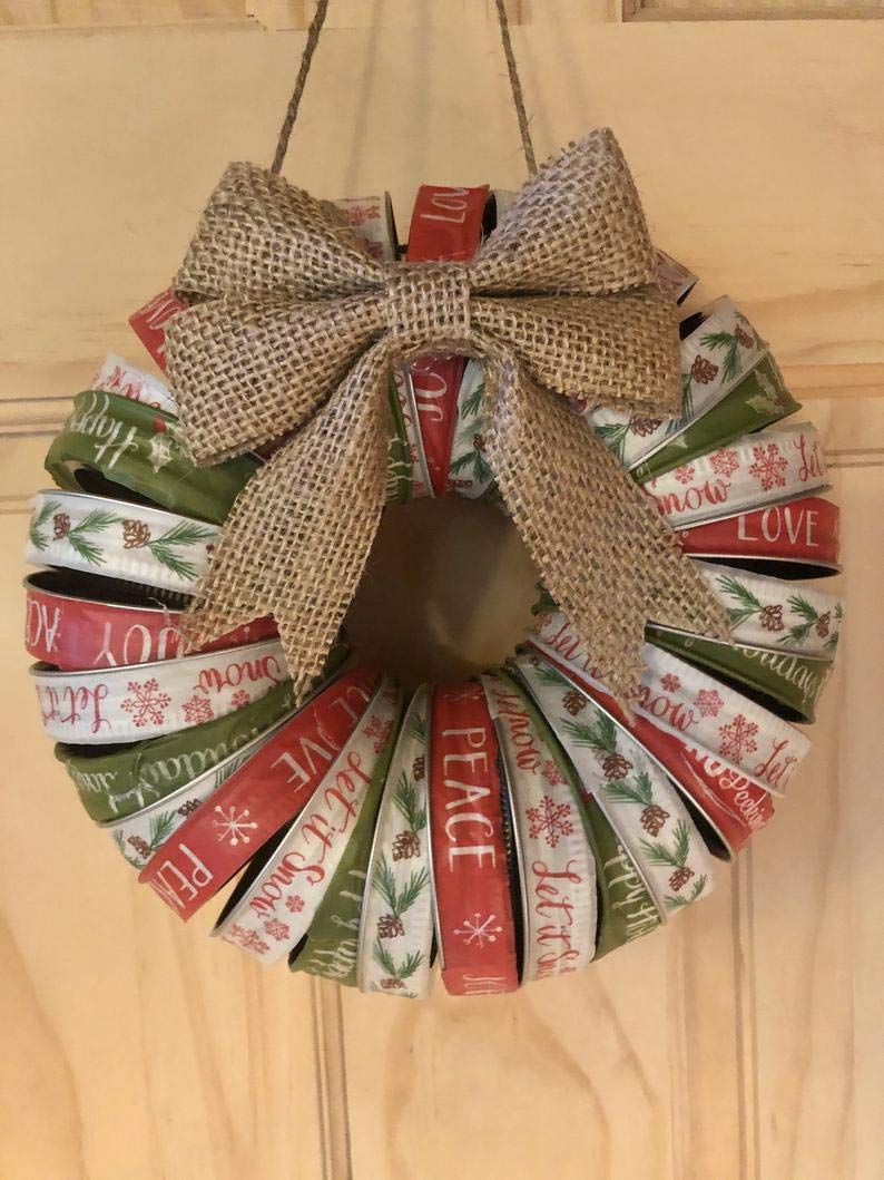 Christmas Mason Jar Lid Wreath/Canning Jar Lid Wreath