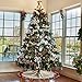 Christmas Tree Skirt 48 inch Red and Black Plaid Ruffle Edge Linen Burlap Large Xmas Tree Skirts for Holiday Party Christmas Decorations