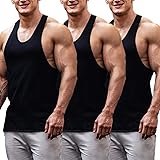 COOFANDYMen's 3 Pack Tank Tops Gym Workout Shirt Y-Back Sleeveless Muscle Fitness Bodybuilding Tank Shirts