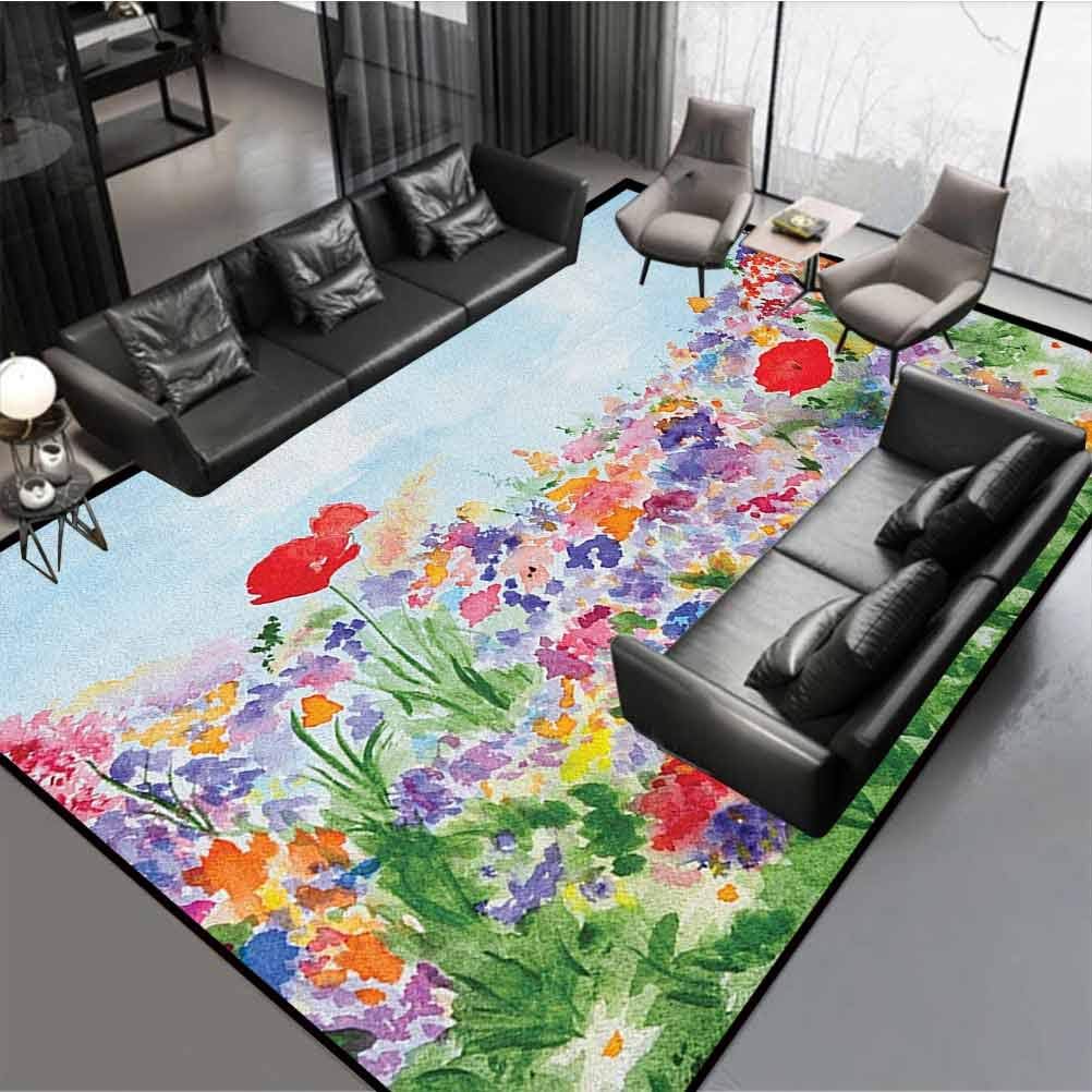 Watercolor Flower Modern Rugs Extra Comfy and Soft Carpet