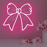 Bow Neon Sign – Aesthetic Ribbon LED Light for Girly Room, Nursery, Pink Bedroom, or Beauty Salon Wall Decor – Cute Bow-Shaped Art, 14.2″ × 14″