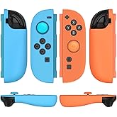 TNP JoyCon 2 Case Cover for Nintendo Switch 2 2025 - Protective Silicone Switch 2 Joycon Cover with Thumb Grip Caps - Ergonomic Anti-Slip Soft Shell Skin Case for Joy Con Controller (Neon Blue+Orange)