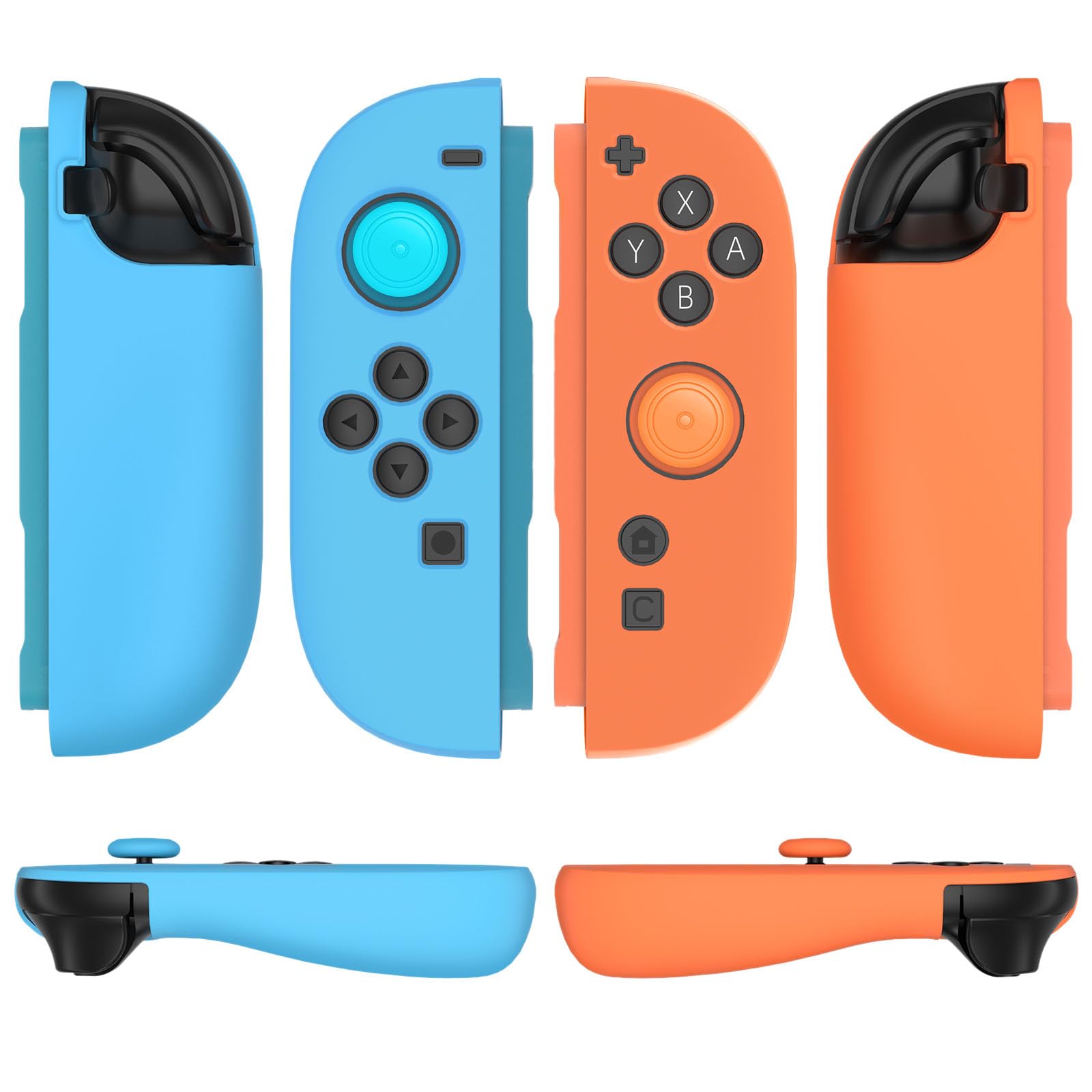 TNP JoyCon 2 Case Cover for Nintendo Switch 2 2025 - Protective Silicone Switch 2 Joycon Cover with Thumb Grip Caps - Ergonomic Anti-Slip Soft Shell Skin Case for Joy Con Controller (Neon Blue+Orange)