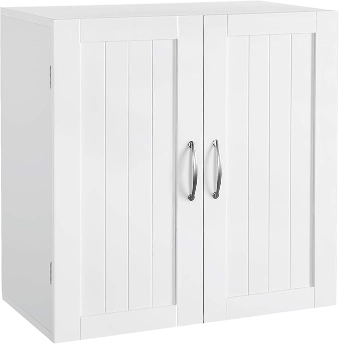 Yaheetech Placard Toilette Suspendu Armoire Murale Salle de Bains Blanc avec 2 Portes et