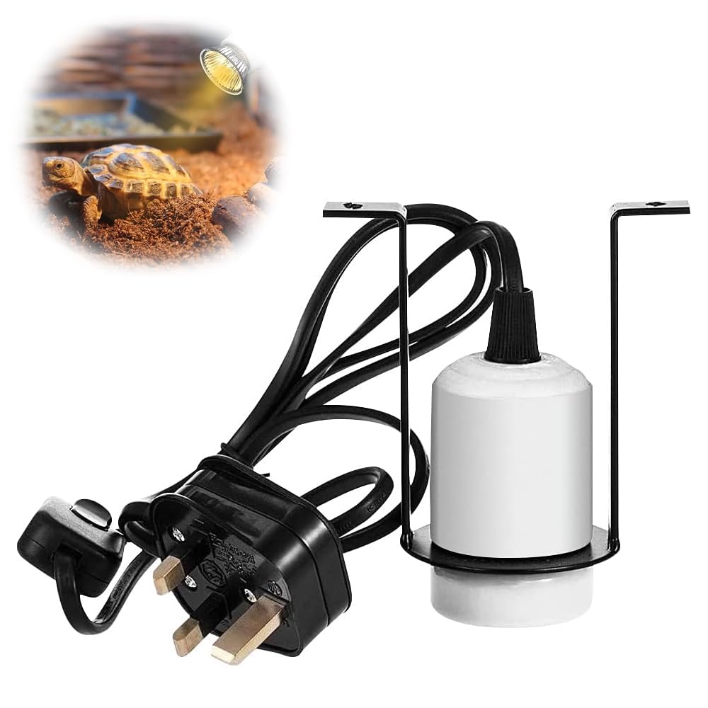 Hojalis Reptile Heat Lamp Holder, 300W Ceramic Heat Bulb Holder with On/Off Switch, Pet Heater Bracket for E27 Bulb, Heat Lamp Holder for Reptile Lizard Turtle Snake (No Bulbs) [Energy Class A]