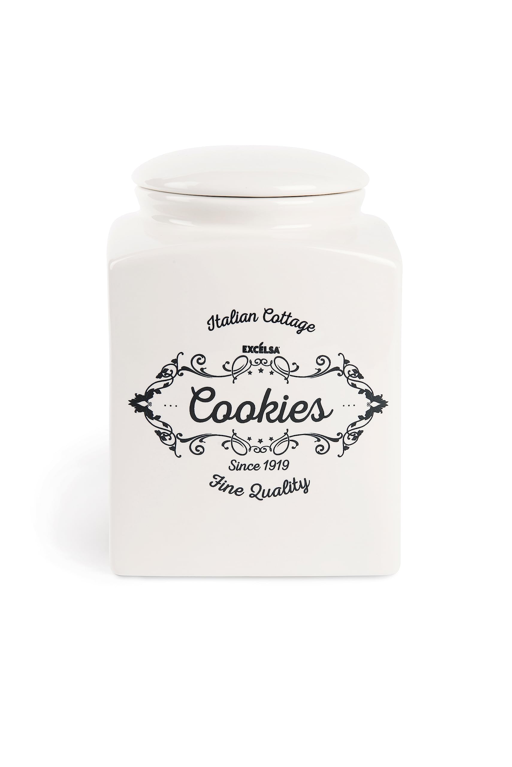 Excelsa Fine Quality Biscuit Barrel, Ceramic, White