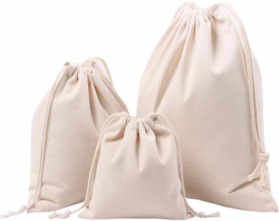 Women Solid White Drawstring Beam Port Shopping Bag Travel Bag Gift Bag (M, White)