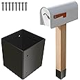 PAOKE Post Base Protectors of 304 Stainless Steel (4x4 or 6x6, Adjustable 3.3-6in), Guard for Wooden Mailbox Bracket, Protect Pavilion Deck Railing from Lawnmower (1 Pack, Black)