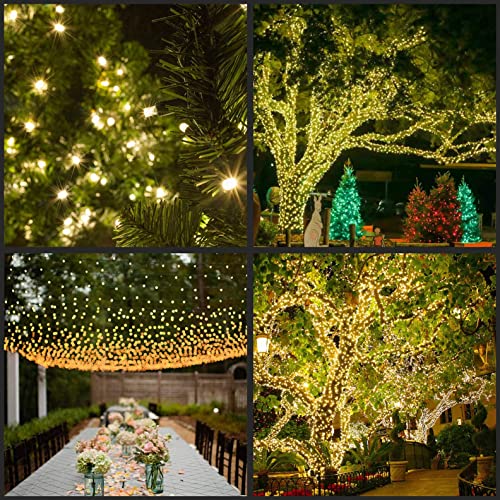 YULETIME Warm White Wide Angle LED Christmas Lights with Green Wire, 66