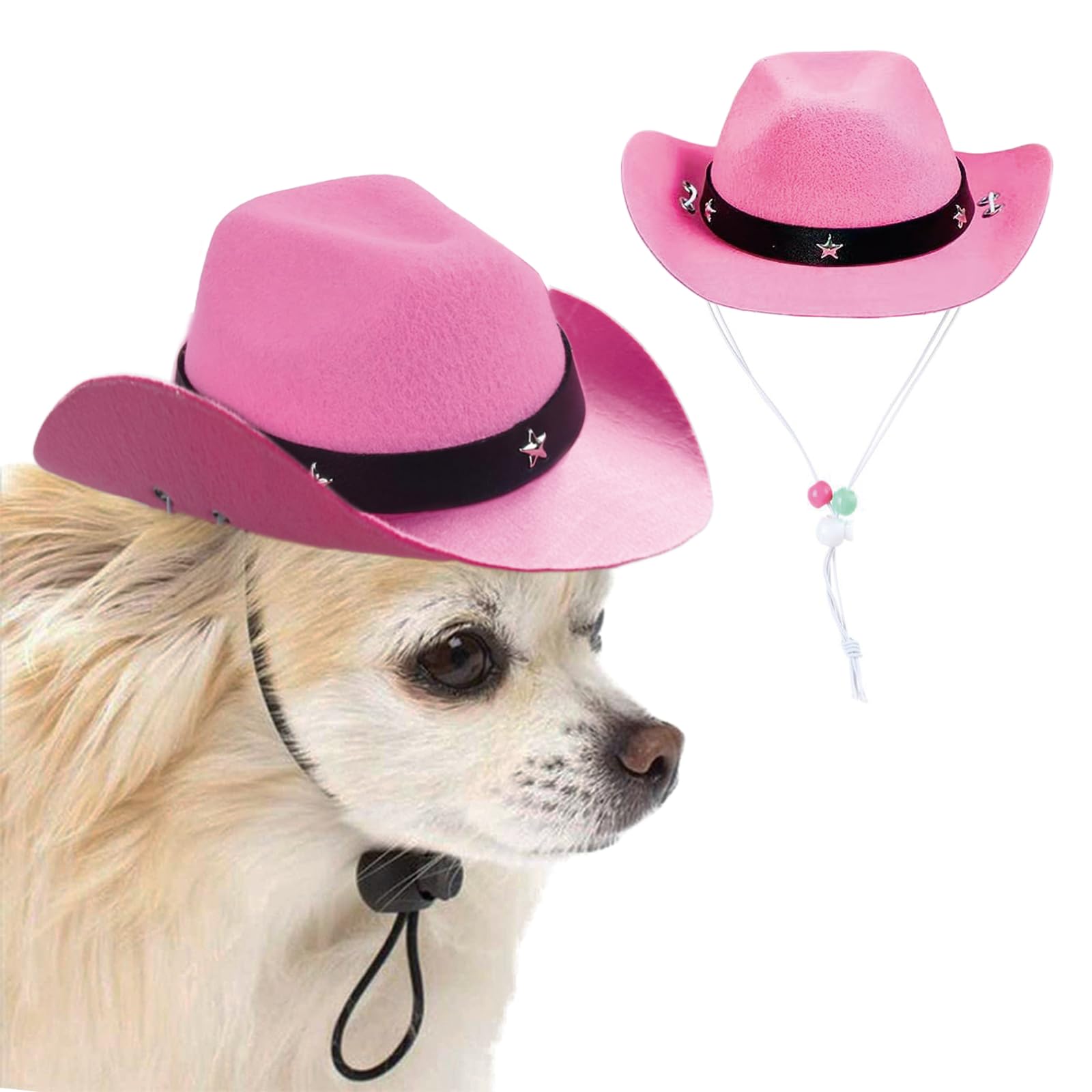 AWOCAN Dog Costume Cowboy Hat Cosplay Cap for Puppy and Cat - Holiday Pet Party Decoration (Pink)