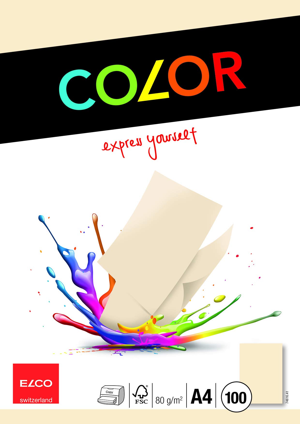 ELCO Color Office Paper, A4 (210 x 297 mm), 80g/m2, FSC Mix, Light Chamois, Pack á 100 Sheets — image 1