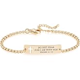AOAMID Bible Verse Bracelet-Stainless Steel Scripture Quotes Inspirational Bracelet Faith Christian Bracelet for Women, Christmas gift for women