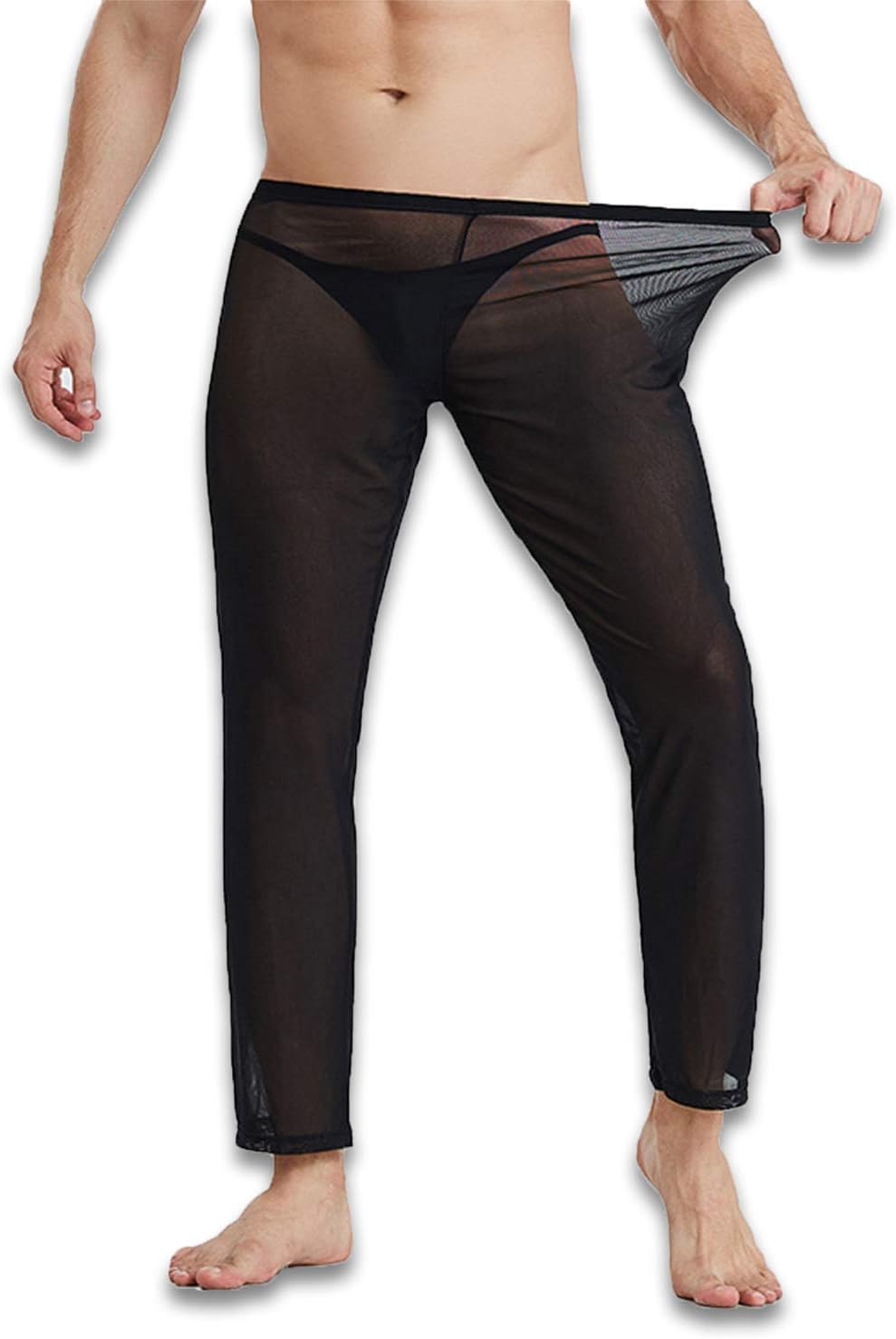 Sexy Men's Mesh See Thru Lounge Pants Lightweight, Stretchy. (Medium