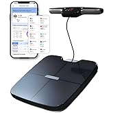 Smart Scale for Body Weight with BMI, Body Fat, Muscle Mass, Water Percentage, 8 Electrode Dual Frequency High Precision Bathroom Scale, Scale with App, 56 Body Composition Measurement (Black)