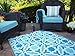 Fab Habitat Farmhouse Spanish Tile Outdoor Rug - Waterproof, Fade Resistant, Crease-Free, Reversible - Premium Recycled Plastic - Patio Porch Balcony Deck - Seville Multicolor Blue - 8x10 ft