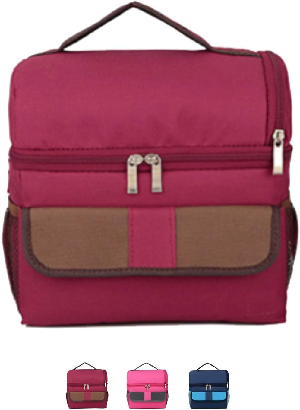 Insulated Lunch Bag for Women Men Ladies. Tote Adult Pack Lunch Bags for Work School Picnic and Outdoor Activities. (Red)