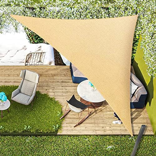 Amagenix Right Triangle Sun Shade Sails Canopy, Sand Outdoor Shade