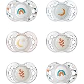 Tommee Tippee Night Time Glow in the Dark Pacifiers, Symmetrical Design, BPA-Free Silicone, 18-36 months, Pack of 6 Pacifiers