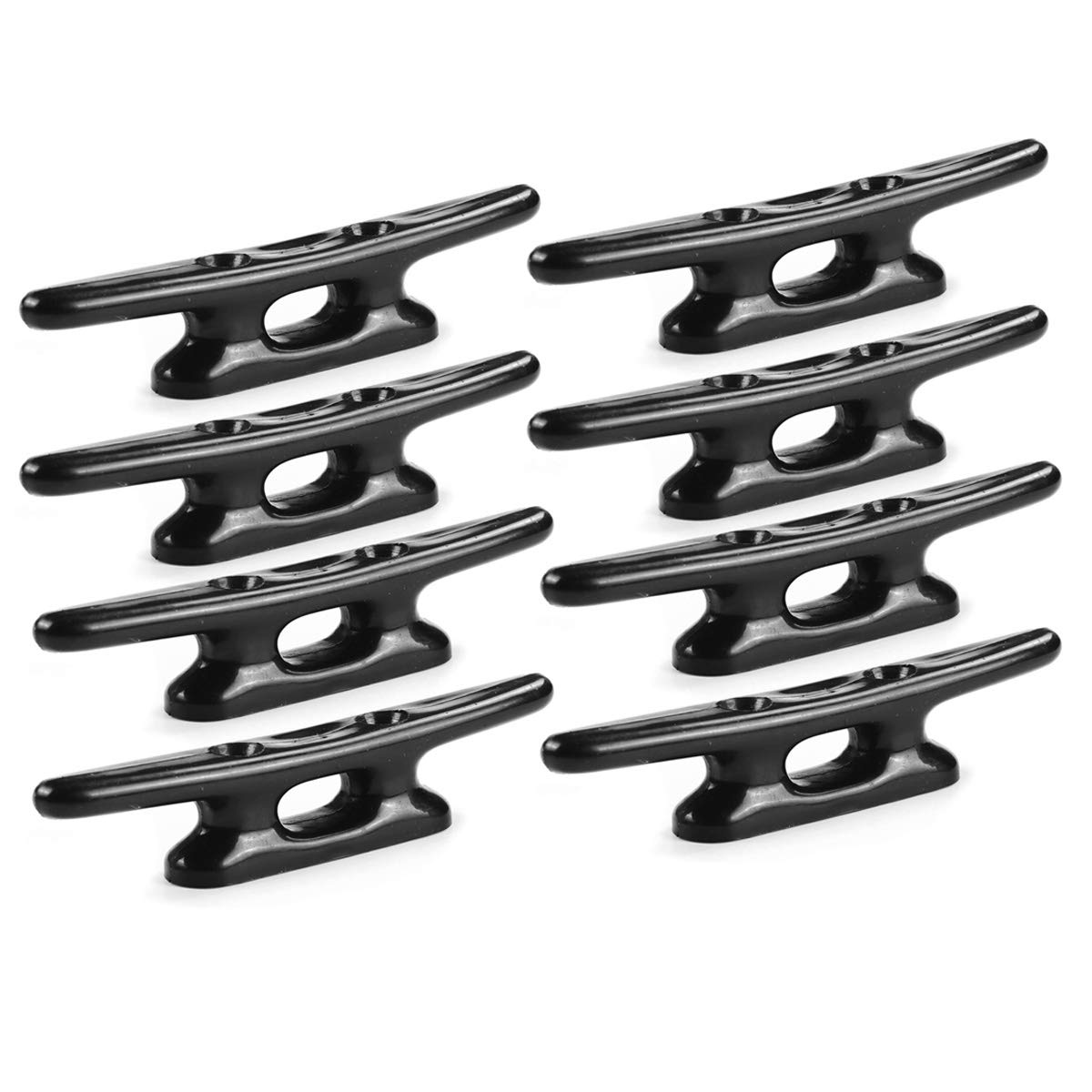 MIZUGIWA Nylon Boat Cleat 4 inch Black Boat Dock Cleats Kayak Cleats for Marine,Deck,Boats,Nautical Decor,Pack of 8