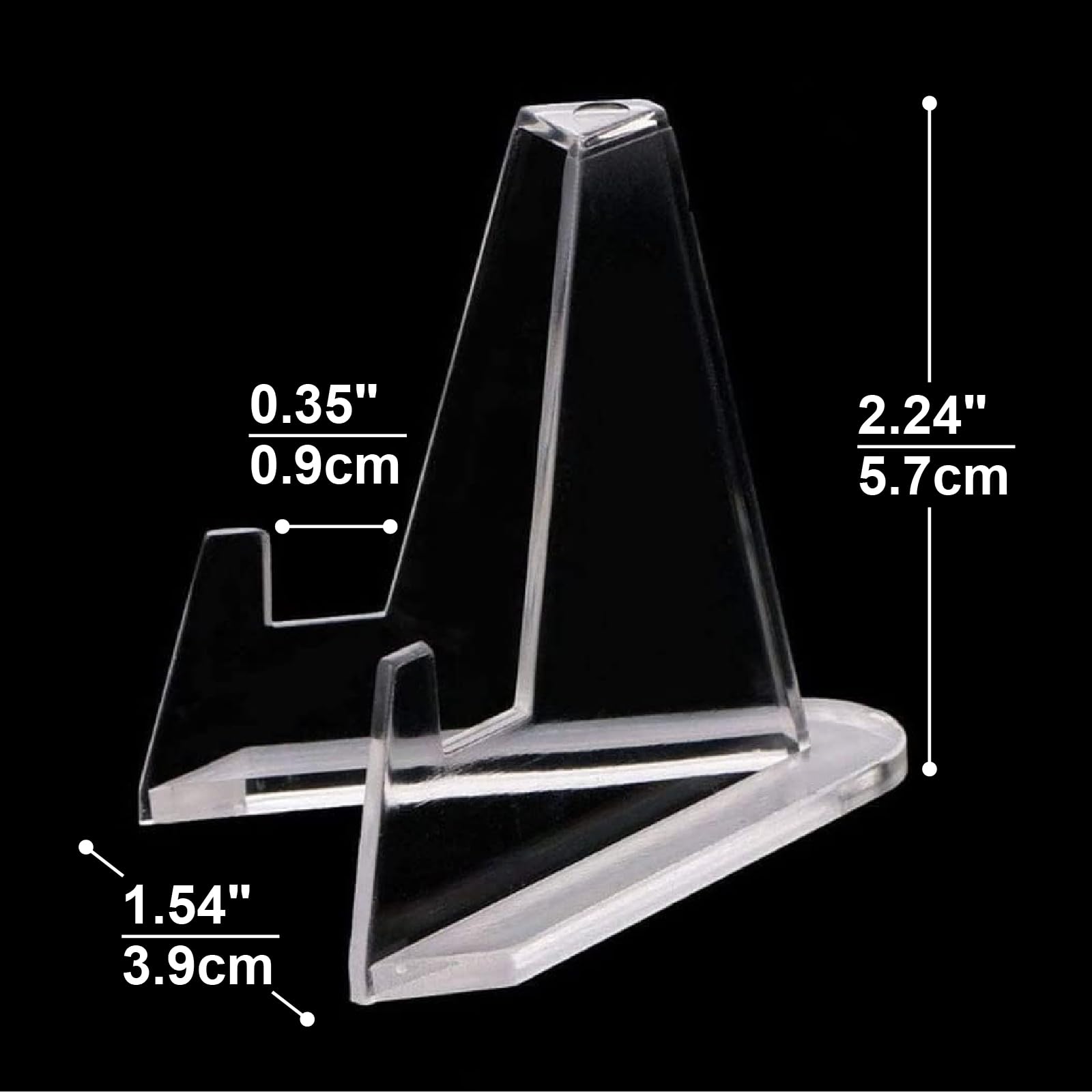 HillSpring 10 Pack 2.2 Inch Clear Small Easel Stand, Acrylic Tabletop Mini Stand, Display Holder for Sports Cards, Challenge Coin, Graded Cards, Name Card, Photo, Sign, Medal, Crystals, Plates